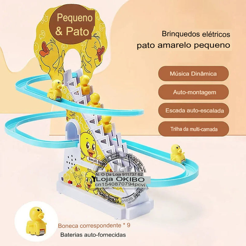 Kit com 12 patinhos & Escorregador - Escorregador elétrico de pato com luz e música