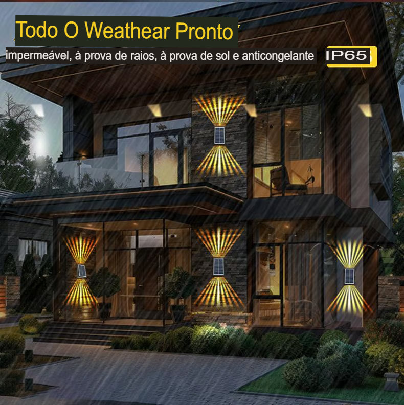 ✨☀️KIT com 3 unidades -  Luzes de parede solares coloridas - luz quente e luz colorida