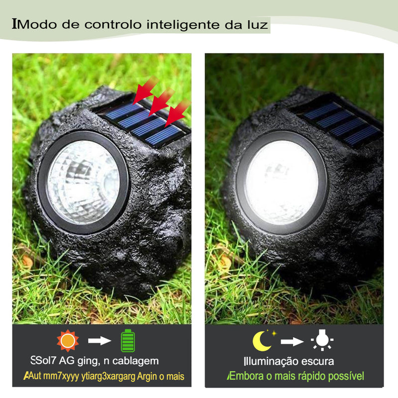 Kit com 3 unidades - Luz solar à prova d'água para paisagens rochosas