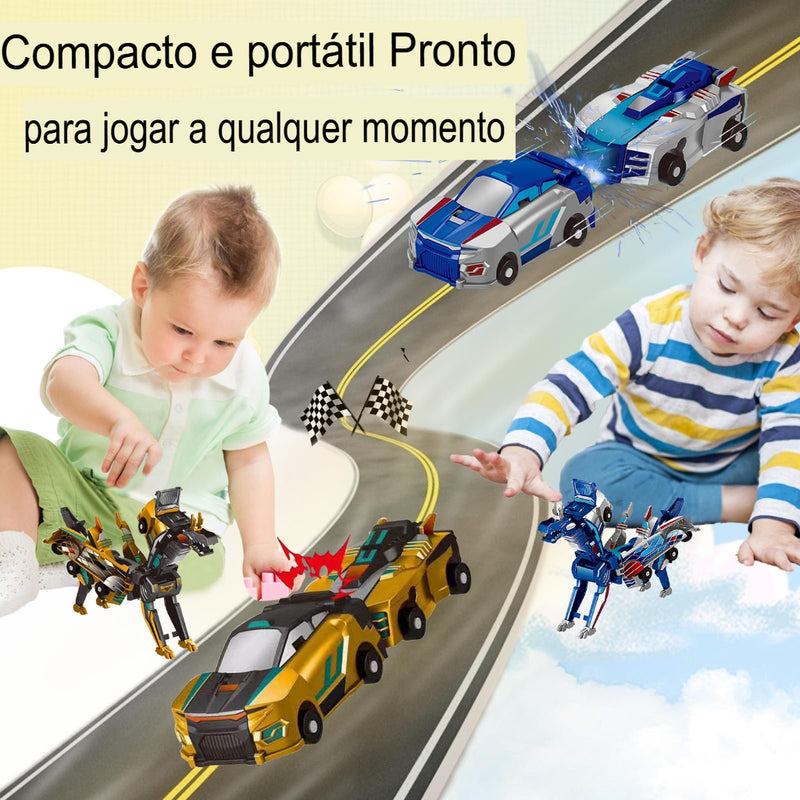 kit com 2 unidades 💥 Brinquedo de carro dinossauro transformador de colisão 🙌