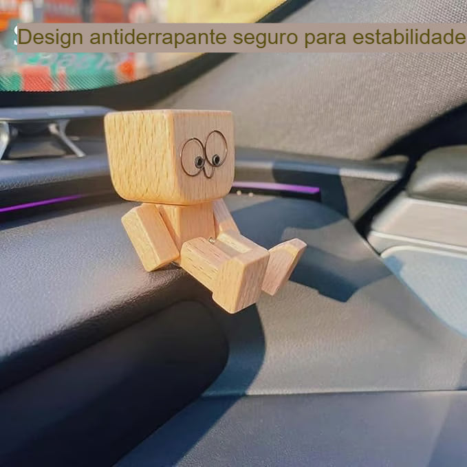 Pequena figura de madeira encantadora que balança com 12 expressões magnéticas