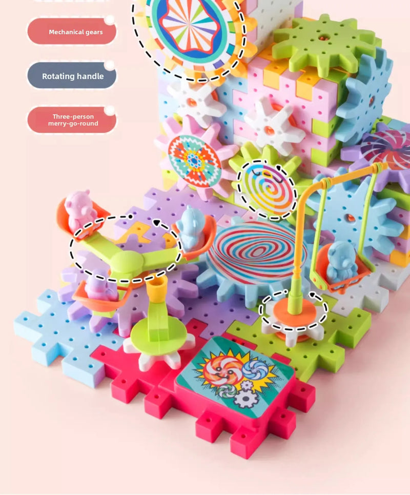 Blocos de construção de engrenagens elétricas montadas para crianças 😍