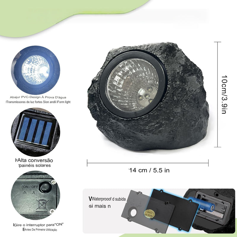 Kit com 3 unidades - Luz solar à prova d'água para paisagens rochosas