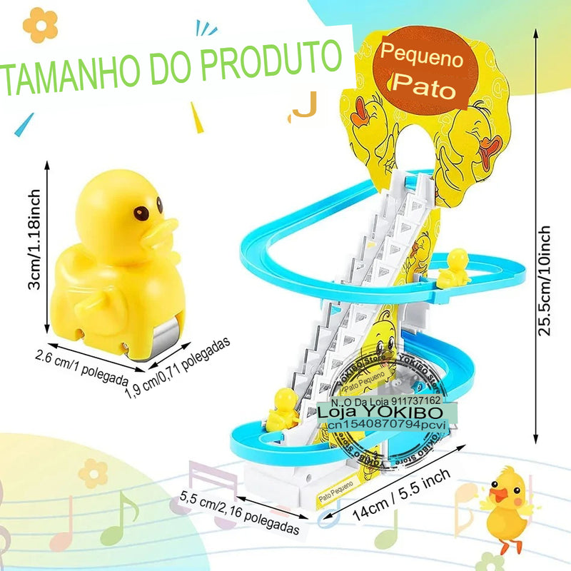 Kit com 12 patinhos & Escorregador - Escorregador elétrico de pato com luz e música