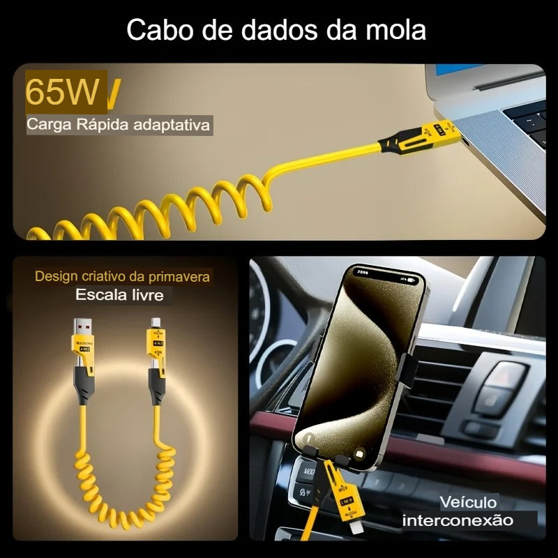 🔥 Cabo de carregamento rápido de mola 4 em 1