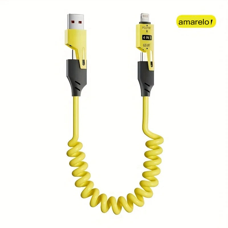 🔥 Cabo de carregamento rápido de mola 4 em 1